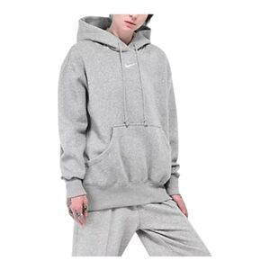 Nike Sportswear Gray Fleece Womens Oversized Pullover Hoodie Sz Large DQ5860-063